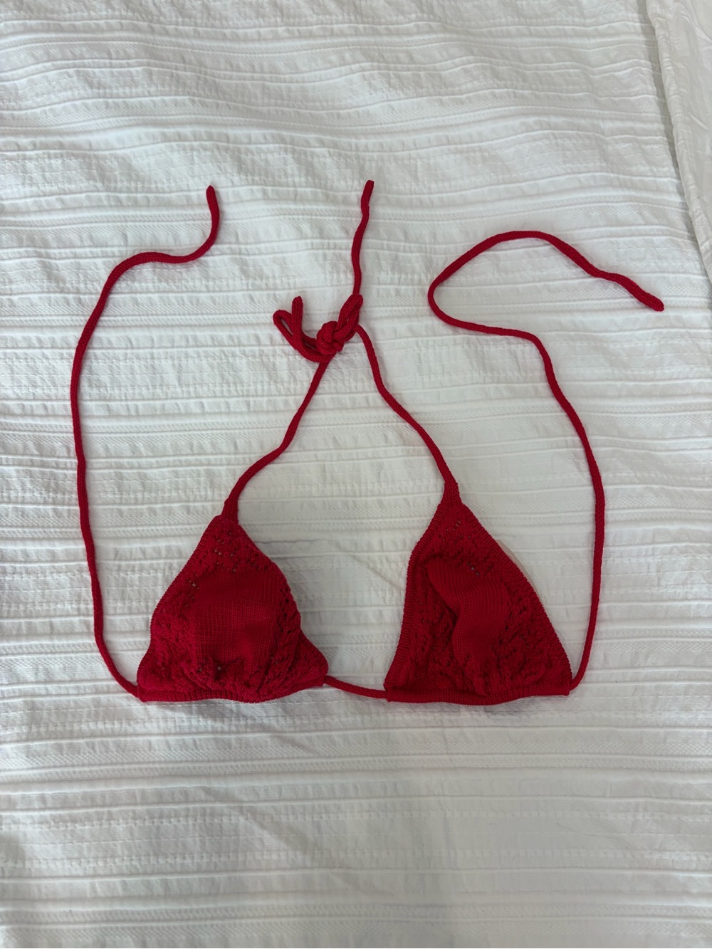 Gorgeous Red Crochet Triangle Bikini Top - M